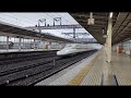 Tokaido Shinkansen passing through Maibara Station.high speed bullet train 雨の中高速通過するN700S,N700系