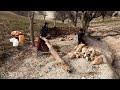 Building a hut in the mountains by a village woman