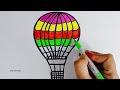 How to draw a  Hot air balloon step by step | Hot air balloon drawing for kids | easy drawing