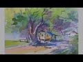 Simple Landscape Watercolor Painting Demo