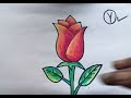 গোলাপ ফুল আঁকা সহজ কৌশল - Easy technique to draw rose flower -how to draw a rose easy- rose drawing