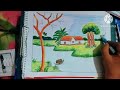 How to draw a landscape step by step / Landscape drawing for beginnner/ বাংলাদেশের গ্রামীণ চিত্র।