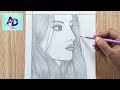 How to draw a side girl face || Pencil sketch for beginner || Easy girl face drawing || step by step