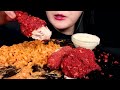 ASMR CHEESY CARBO FIRE NOODLE, CHICKEN, CHEESE BALL EATING SOUNDS MUKBANG ENOKI MUSHROOMS