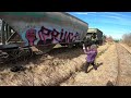 Freight train Graffiti. Cheap paint adventures. Colored Throws and some Tags