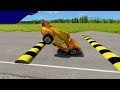 TRANSPORTING PIXAR CARS & FRUITS WITH COLORED & JOHN DEERE vs CLAAS vs TRACTORS - BeamNG.drive