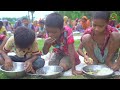 BANANA INTESTINE RECIPE - Mutton Intestine & Green Banana Gravy Cooking - Food for Villagers