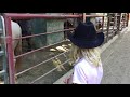 Nora with the corralled horses at Circle Bar B Ranch 2020 09