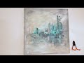 WOW! Beginner Textured Abstract Art - Better than I expected! Teal Cityscape