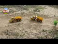 RC Excavators, Trucks drive on the Desert Road​ and Excavators Dig the ground to put the cars #01