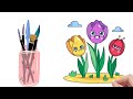 The Colourful World Of Flowers। A Drawing Tutorial For Kids।।