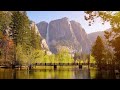 4K Yosemite Falls in Autumn Golden Hour | 3 Hrs Merced River Ambience for Sleep and Relaxing