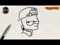 how to draw bart simpson with cap step by step