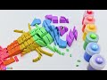 Satisfying Video l How To Make Rainbow Crawfish with Paint Color Kinetic Sand Cutting ASMR