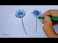 Easy way to drawing and colouring flower 🌼tutorials for beginners #creative #art #nature #satisfying