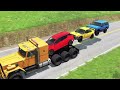 Flatbed Trailer Truck Potholes Transport Car Portal Trap Rescue - BeamNG.drive