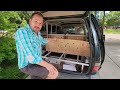 VAN CONVERSION build series - DIY Rock & Roll Bed in van ideas // E16