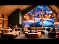 S O I R E E - Cozy Warm Bedroom & Fireplace Sounds In Ambient Piano Music, Beautiful Snowfal & Peace