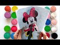 Sand painting and coloring minnie mouse