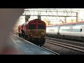 Class 66 (66077) and class 390 Pendolino (390135) at Crewe Station