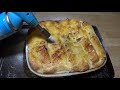 Indulgent bread and butter pudding with homemade custard