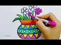 How to draw Flower pot step by step | Flower pot drawing for kids | easy kids drawing