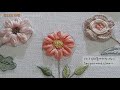 [프랑스자수] no.2 입체꽃 수놓기/three-dimensional flower embroidery/우븐오벌스티치 /woven oval stitch- 루나의하루프랑스자수