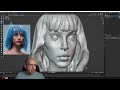 Warmup sculpt female face in Blender and Artstation reviews 17