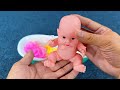 11 Minutes Satisfying with Unboxing Pink Doll House Toys，Cute Baby Bath Playset ASMR | Review Toys