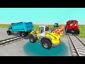 Bus Rescue Stranded on Railroads - Train vs Bus - BeamNG.Drive