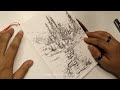 Quick Pen Scenery with Lamy Vista | Ink Drawing | ASMR | Loose Sketching