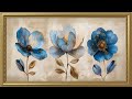 Vintage Blue Flowers Painting | Frame TV Art Screensaver for TV Wallpaper