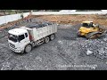 Part-6 | Excellent Operator Skills SHANTUI Dozer & Truck SHACMAN Spreading Big Stone Making New Road