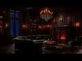 Classical music playing from another room and it's raining with thunder | ASMR | Rain and Fireplace