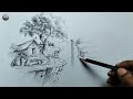 Learn to draw complete Shading Process of a Waterfalls with Graphite Pencil | #pencildrawing