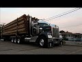 TRI-DRIVE LOGGING TRUCKS (KENWORTH, PETERBILT, WESTERN STAR) HAULING SHORT & LONG LOGS / VIDEO #47