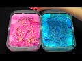BLUE and PINK STITCH 🐻 I Mixing random into Glossy Slime I Satisfying Slime 💗