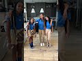 Dad makes sleepy girls take first day of school pictures #shorts