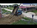 Bulldozer start project! Use small dump trucks 5 Ton with MITSUBISHI Dozer process fill the water