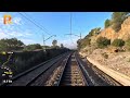 Cab ride Portbou - Barcelona (Spain, Costa Brava) train driver's view in 4K