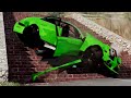 Car vs 100 Speed Bumps, Ditch Trap and Stairs on the Road ▶️ BeamNG Drive