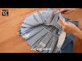 DIY Pleated Skirt From an Old Pair of Jeans || How to Transform Old Jeans into a Denim Skirt