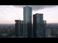 Manchester, Deansgate Sunset - Drone Stock Footage