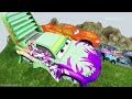 Big & Small Choo-Choo McQueen Boy, King Dinoco vs Pixar Car,Tow Mater vs DOWN OF DEATH -BeamNG.Drive