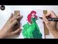 The process of coloring the Princess Ariel | Teach your child to color the Princess theme