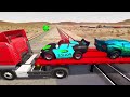 Flatbed Trailer McQueen Cars Transportation with Truck - Pothole vs Car #28 - BeamNG.Drive