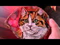 Painting a Cat 😺 on a Wooden Coaster