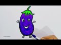 How to draw a Brinjal step by step | easy vegetable drawing for kids | drawing for kids