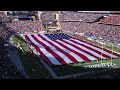 American flag and C-5 military flyover at Gillette Stadium