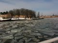 Ferry to Skeppsholmen sailing through the ice